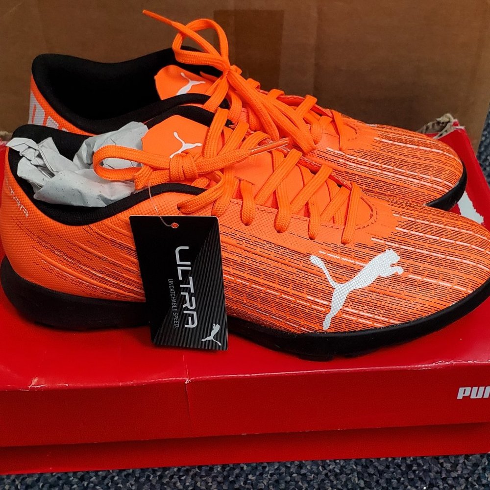 Men's Puma Ultra 4.1  TT Shocking Orange/Puma Black Soccer Cleats Size 7